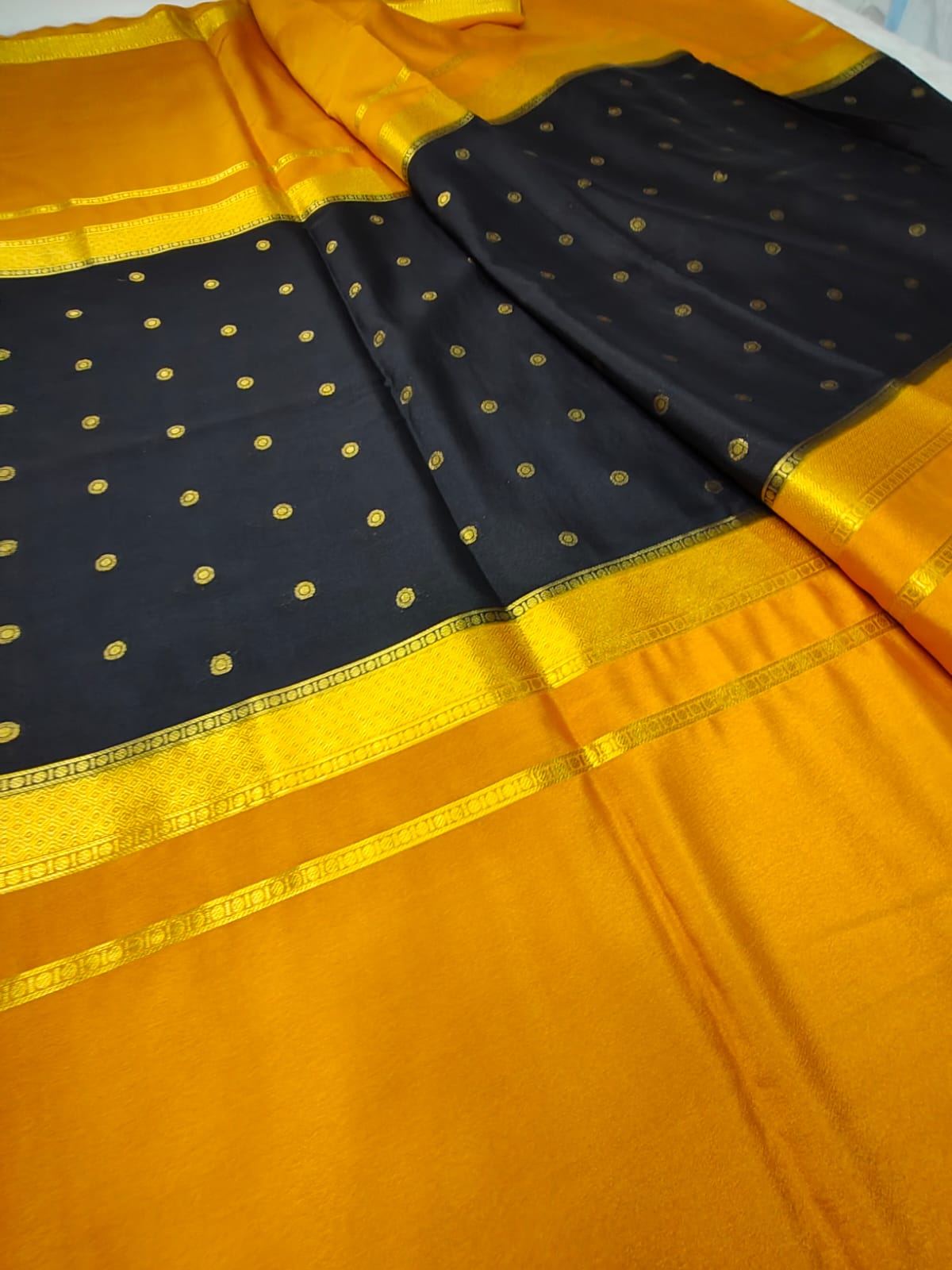 Semi Silk Saree with Contrast Border & Zari Buttas | Traditional Festive Wear Saree - SS-97