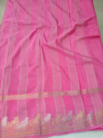 Semi Silk Saree with Bird Zari Border | Contrast Festive Traditional Saree SS -101