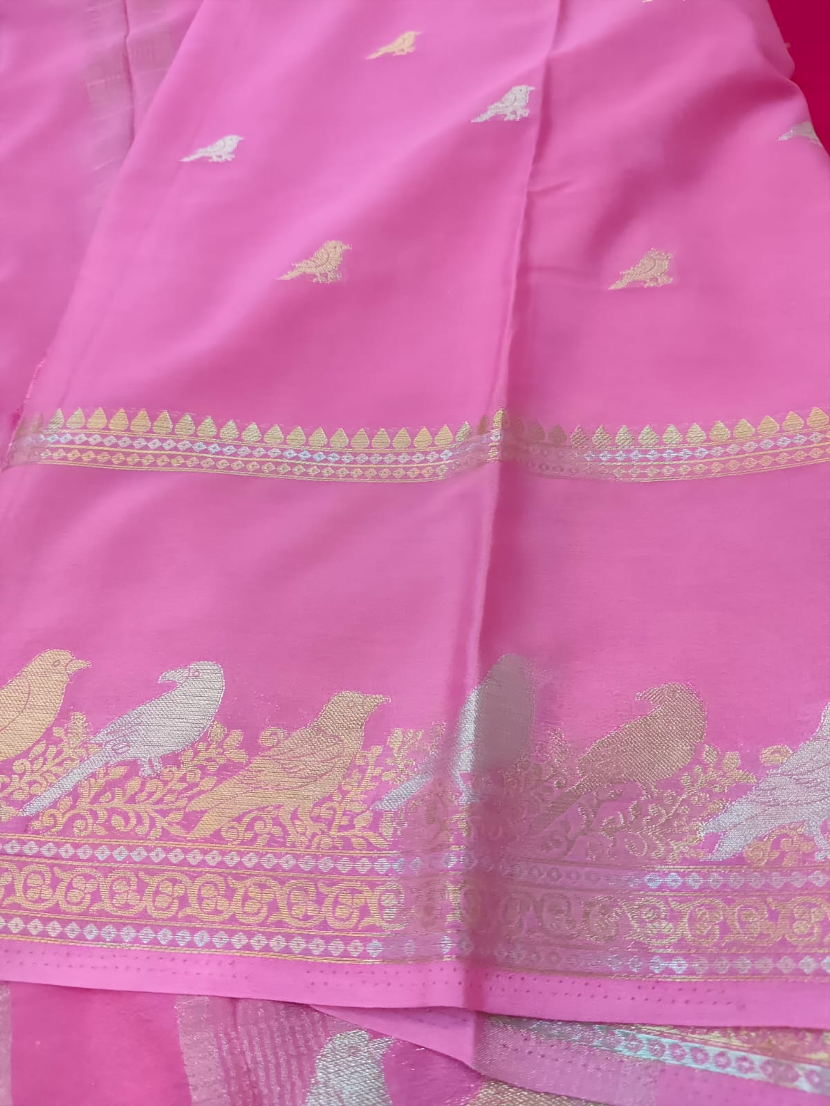 Semi Silk Saree with Bird Zari Border | Contrast Festive Traditional Saree SS -101