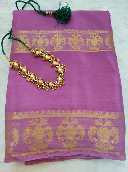 Semi Silk Saree with Peacock Zari Border | Rich Contrast Traditional Saree - SS- 102