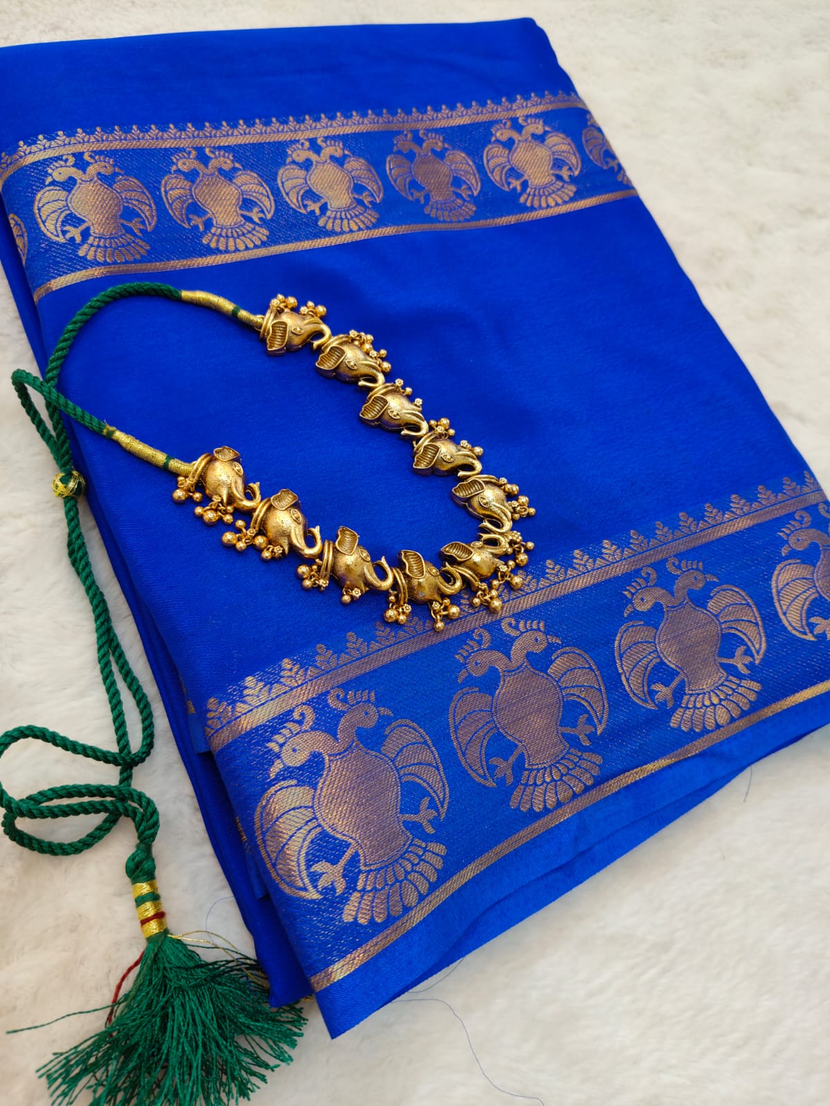 Semi Silk Saree with Peacock Zari Border | Rich Contrast Traditional Saree - SS- 102