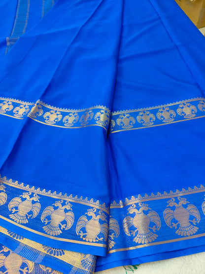 Semi Silk Saree with Peacock Zari Border | Rich Contrast Traditional Saree - SS- 102