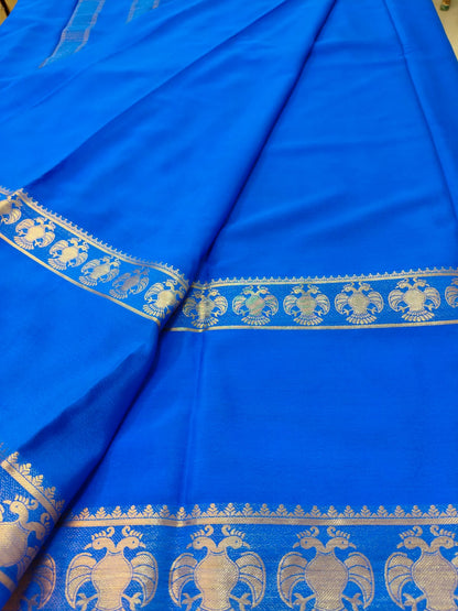 Semi Silk Saree with Peacock Zari Border | Rich Contrast Traditional Saree - SS- 102