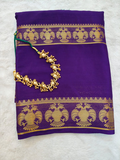 Semi Silk Saree with Peacock Zari Border | Rich Contrast Traditional Saree - SS- 102
