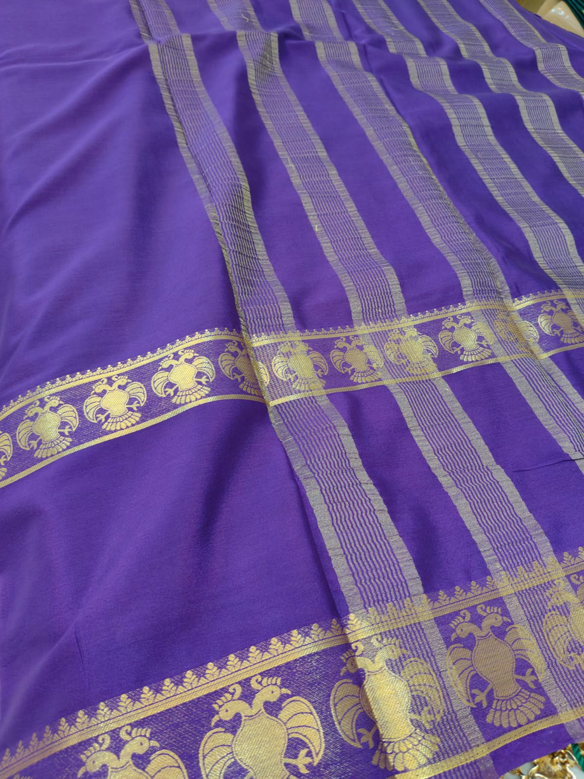 Semi Silk Saree with Peacock Zari Border | Rich Contrast Traditional Saree - SS- 102