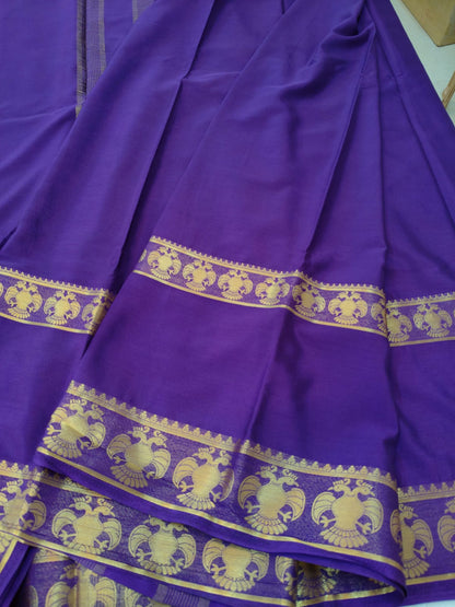 Semi Silk Saree with Peacock Zari Border | Rich Contrast Traditional Saree - SS- 102