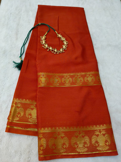 Semi Silk Saree with Peacock Zari Border | Rich Contrast Traditional Saree - SS- 102