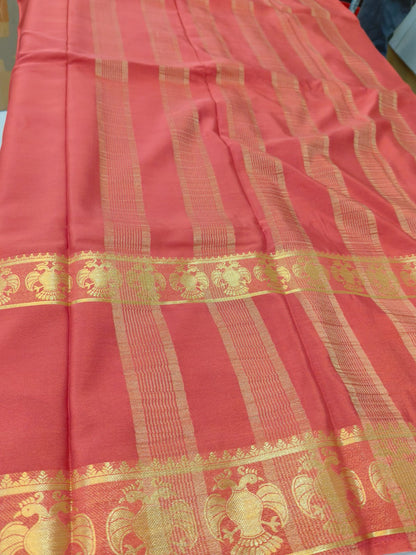 Semi Silk Saree with Peacock Zari Border | Rich Contrast Traditional Saree - SS- 102