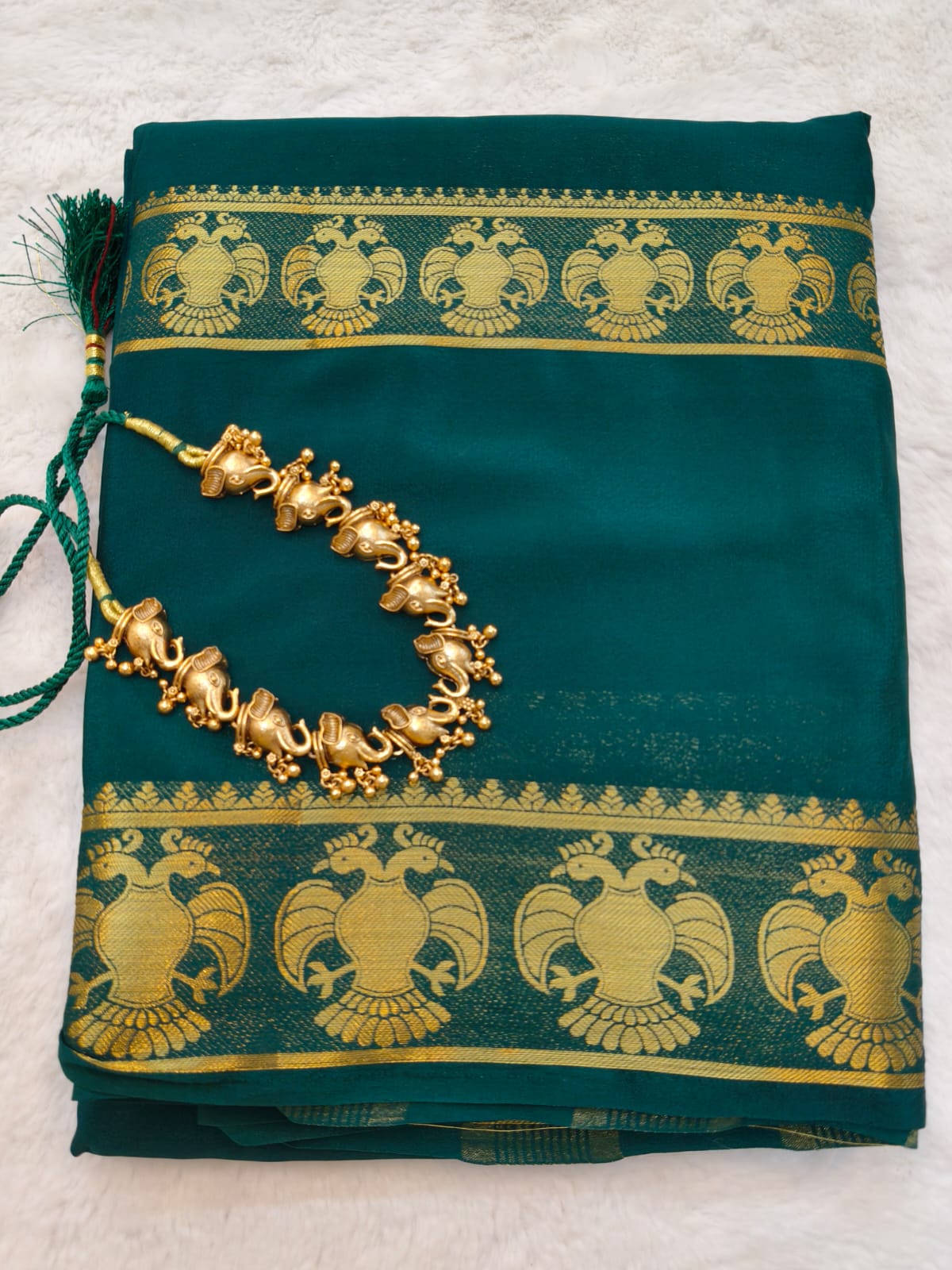 Semi Silk Saree with Peacock Zari Border | Rich Contrast Traditional Saree - SS- 102