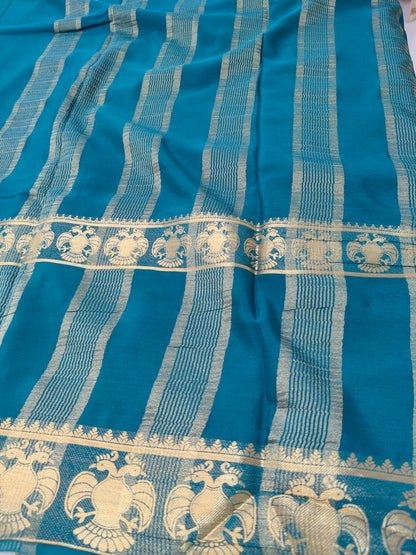 Semi Silk Saree with Peacock Zari Border | Rich Contrast Traditional Saree - SS- 102