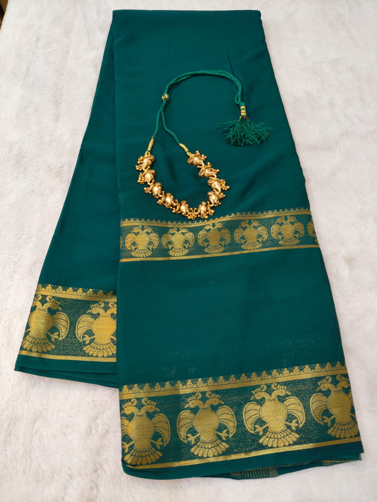 Semi Silk Saree with Peacock Zari Border | Rich Contrast Traditional Saree - SS- 102