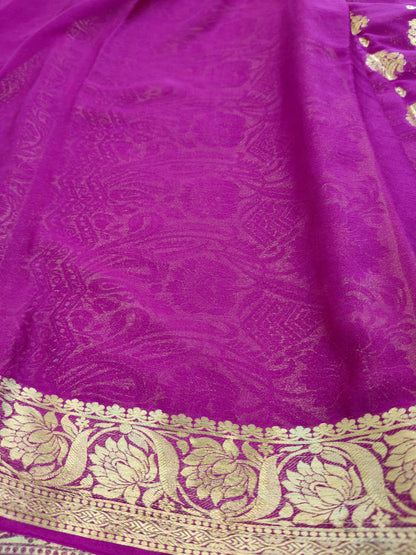 Georgette Saree with Gold Zari Butta & Rich Border | Elegant Party Wear Saree - SS-107