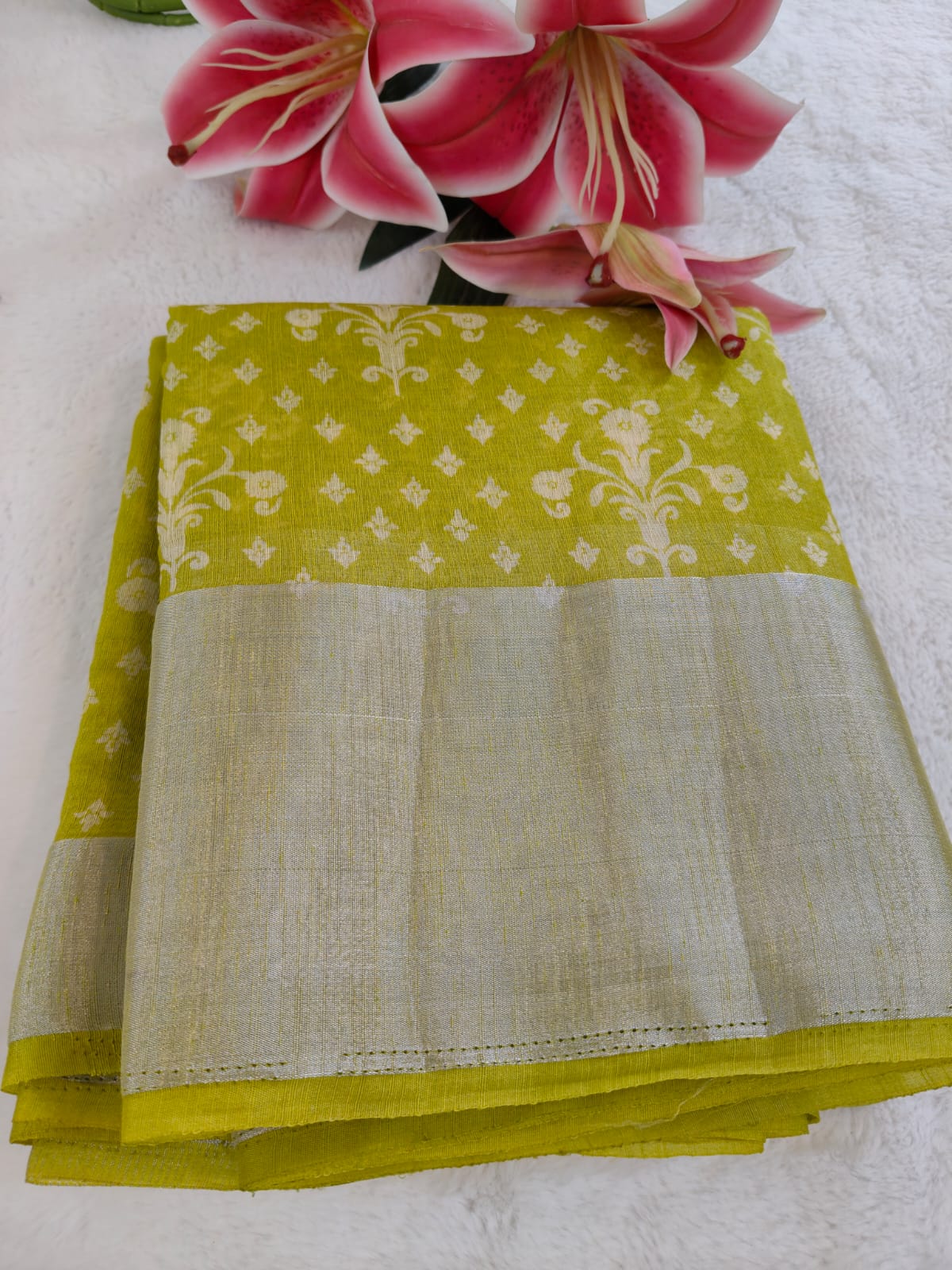 Elegant Linen Saree with Zari Border | Soft & Lightweight Daily Wear -SS -108