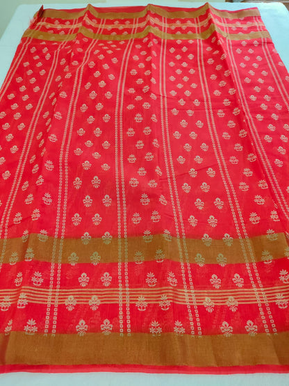 Elegant Linen Saree with Gold Zari Design | Soft & Breathable Daily Wear - SS -108