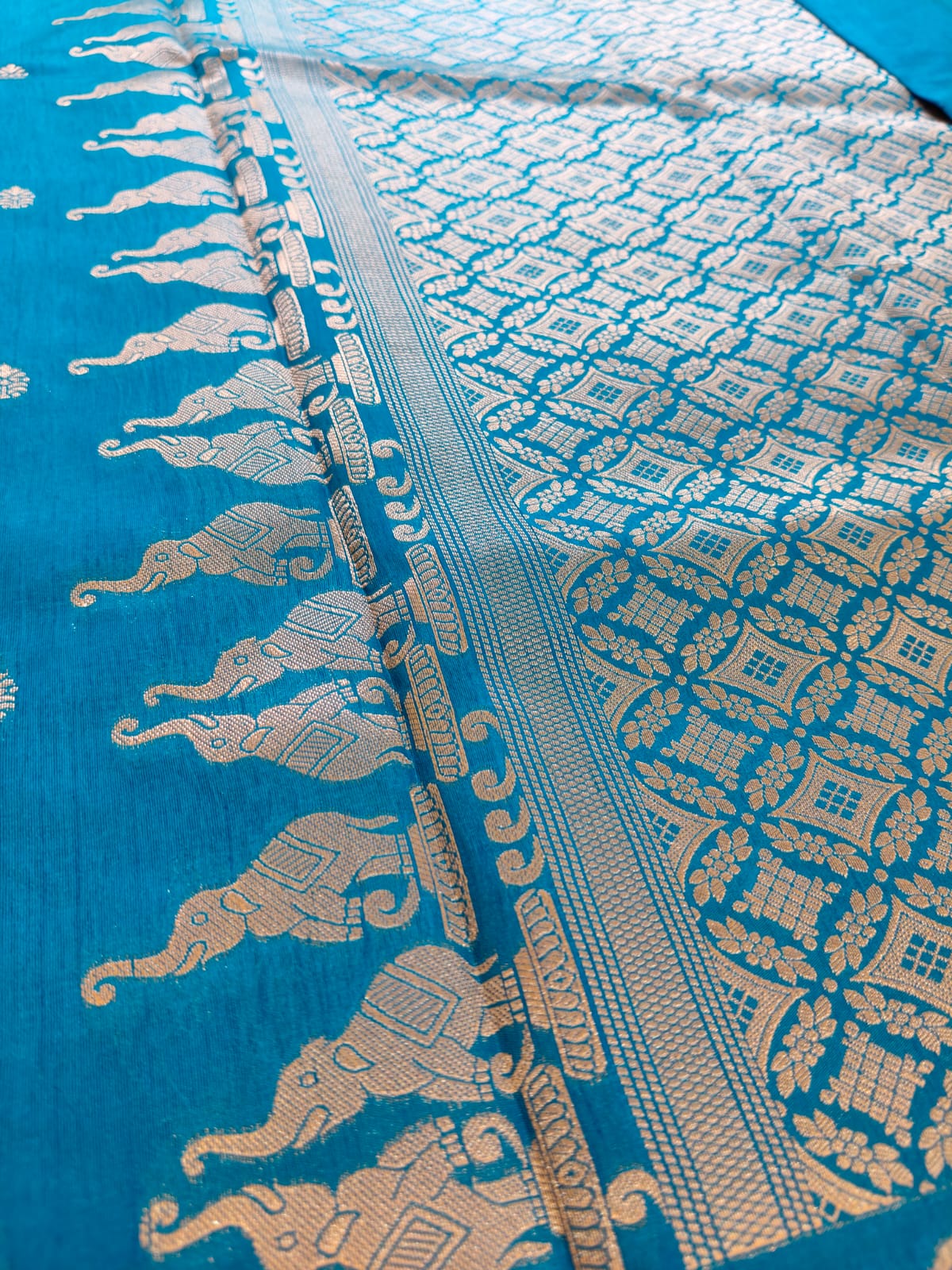 Elegant Blue Dola Viscose Saree with Silver Zari Motifs | Festive & Ethnic Wear - SS-115