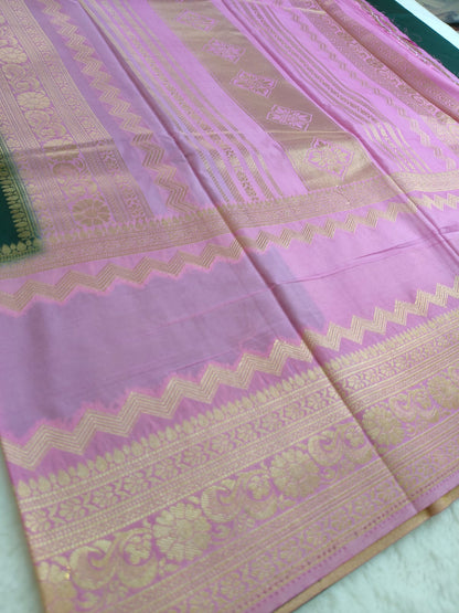 Semi Silk Saree with Gold Zari Border | Festive & Wedding Wear Saree - SS-118