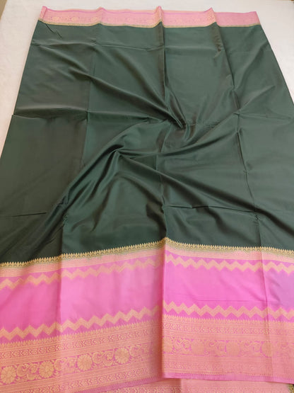 Semi Silk Saree with Gold Zari Border | Festive & Wedding Wear Saree - SS-118