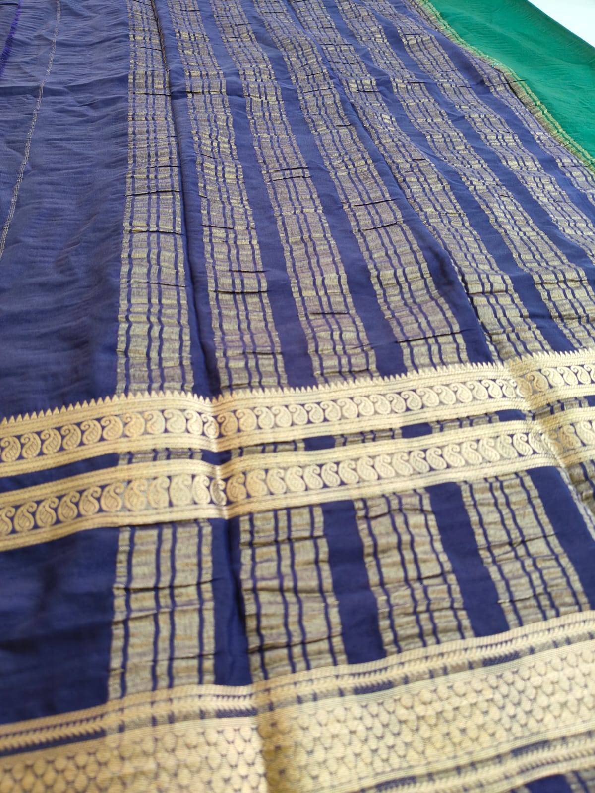 Semi Silk Saree with Contrast Border & Gold Zari | Festive & Wedding Wear Sarees - SS - 119