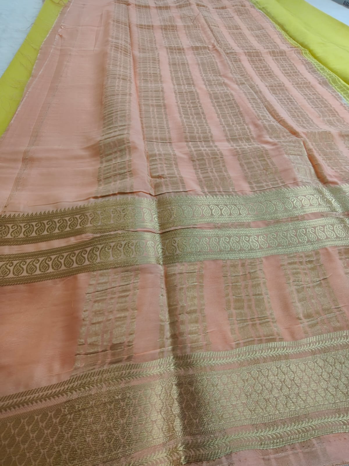 Semi Silk Saree with Contrast Border & Gold Zari | Festive & Wedding Wear Sarees - SS - 119