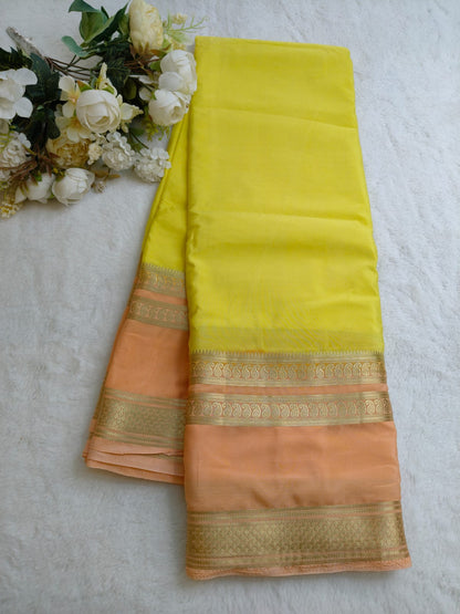 Semi Silk Saree with Contrast Border & Gold Zari | Festive & Wedding Wear Sarees - SS - 119