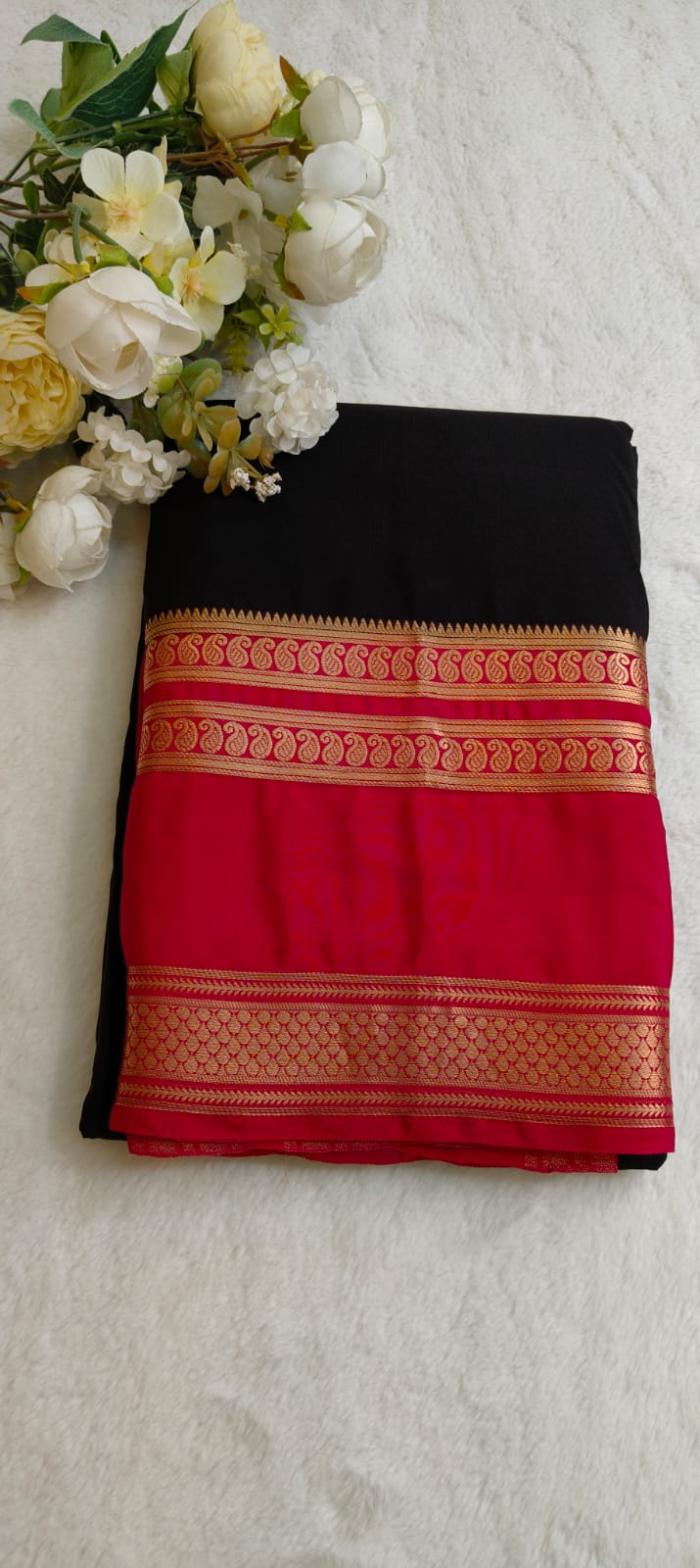 Semi Silk Saree with Contrast Border & Gold Zari | Festive & Wedding Wear Sarees - SS - 119