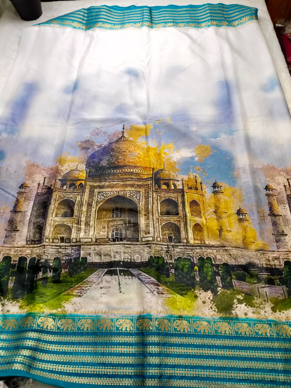 Taj Mahal Majesty Semi-Mysore Crepe Saree (Code - SS-50)