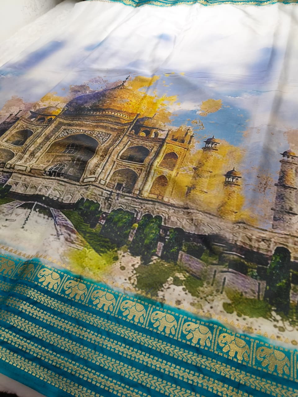 Taj Mahal Majesty Semi-Mysore Crepe Saree (Code - SS-50)